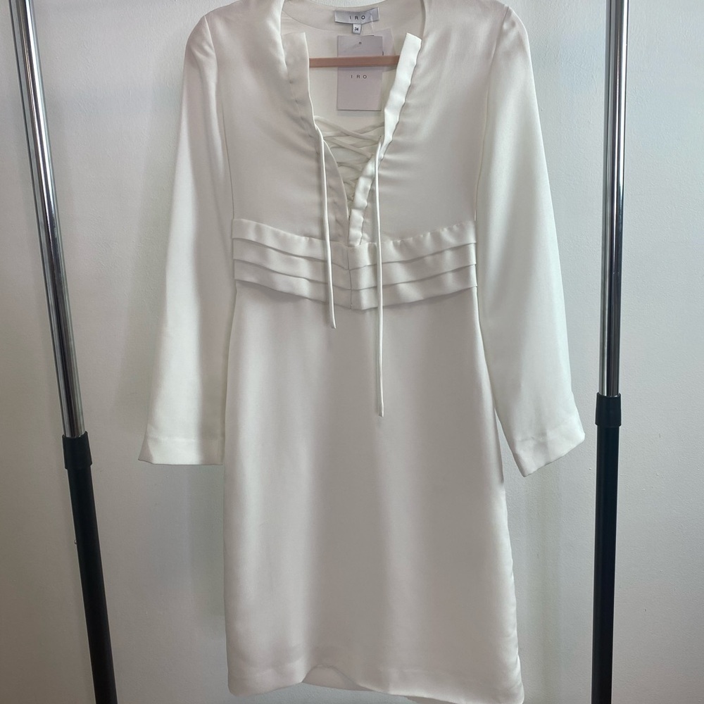 NWT IRO White lace up crepe Dress Size 4 US